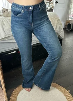 White Fox Women’s Blue Medium Denim Flare Jeans thumbnail 1