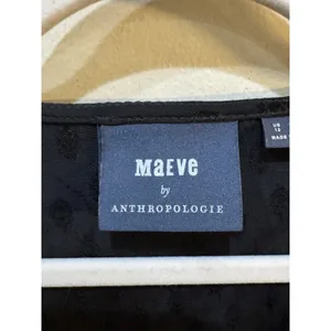 Anthropologie Maeve‎ Eudora Midi Dress in Black Swiss Dot Print Size 12 Sheer thumbnail 8
