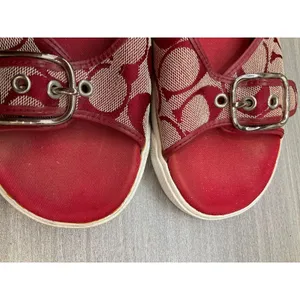 Coach Bonny Signature Red Canvas Slide Sandals thumbnail 7