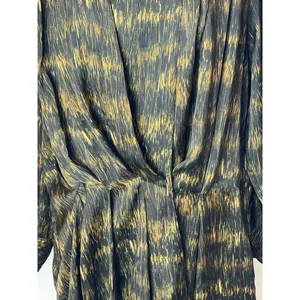 Isabel Marant Black And Gold Long Sleeve Pleated Draped Mini‎ Dress Size M thumbnail 7