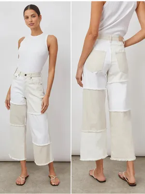 Rails The Getty Crop Wide Leg in Ecru Patchwork Size 25 thumbnail 2