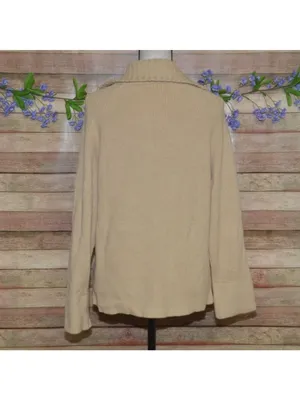 BTFBM Womens Tan Ribbed Knit High Neck Quarter Zip Sweater Size M So Soft Casual thumbnail 4