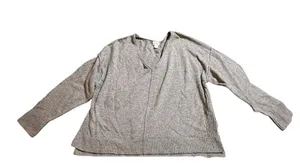 Auden Grey Cozy Soft Ribbed Knit V-Neck Pullover Loungewear Sweater Large L thumbnail 1