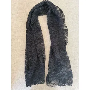 Macy's Black Floral Lace Overlay Panel shawl or scarf thumbnail 3