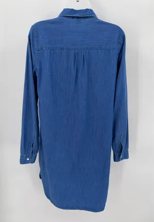 Old Navy Dress Women’s M TALL Blue Chambray Shirt Dress Long Sleeves Western thumbnail 3