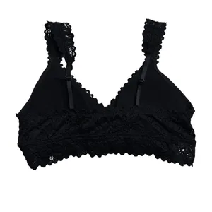 Black Floral Lace Bralette M Coquette Soft Goth Balletcore thumbnail 2