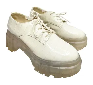Chinese Laundry Jesty Oxfords Size 7 Cream Croc Embossed Chunky Platform‎ Shoes thumbnail 1
