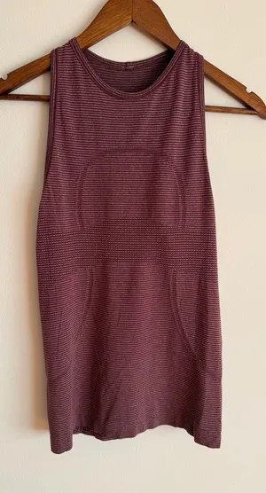 Lululemon Run Swiftly Tech Tank Tonka Stripe Heathered Bordeaux Drama Bordeaux 6 thumbnail 1