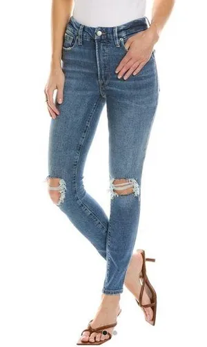NWT Good American Good Waist Skinny Jeans Distressed Blue Wash Indigo144 Size 10 thumbnail 1