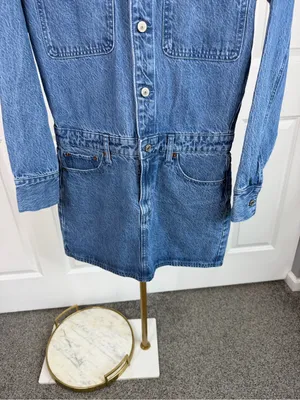 Abercrombie & Fitch XS Denim Mini Shirt Dress Cotton Lyocell Button Front thumbnail 7
