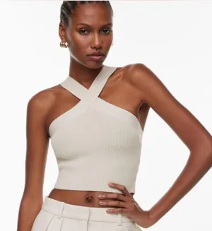 Babaton Criss Cross‎ Sculpt Knit Aritzia Cropped Tank Top Size XS thumbnail 1