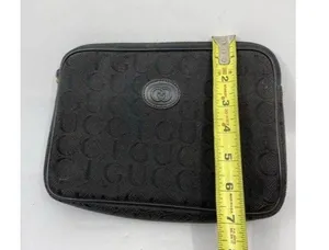 gucci vintage black fabric clutch thumbnail 4