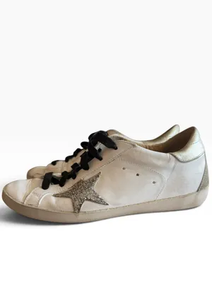 Golden Goose Super-Star Sneakers EU 39(9) White Leather Silver Glitter Star GGDB thumbnail 3