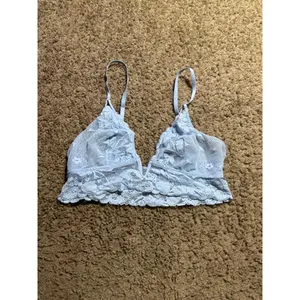 Aerie Light Blue Floral Lace Bralette V-Neck Mesh Adjustable Straps‎ Small thumbnail 2