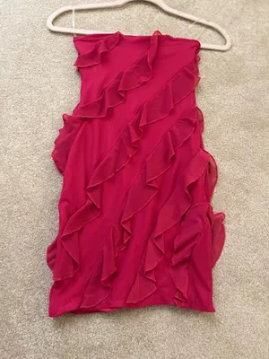 Oh Polly Bandeau Ruffle Detail Mini Dress Fuchsia thumbnail 2