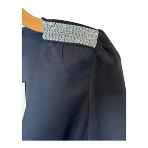 Ramy Brook Dress Women 00 Black Satin Rhinestone Embellished Foxy Mini‎ Cocktail thumbnail 6