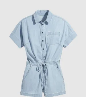 NWT LEVIS Roomy Overalls Romper Female Levis Light Jeans Color thumbnail 7