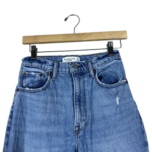 Abercrombie & Fitch 90s Straight Ultra High Rise Distressed Jeans Blue Size26/2R thumbnail 3