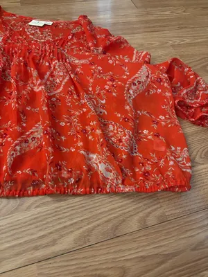 St. John's Bay Orange Paisley V-Neck Peasant Blouse Size 1X thumbnail 7
