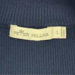 Peter Millar Women’s‎ Quarter Zip Ribbed Pullover Ling Sleeve Sweater Navy Lg thumbnail 7
