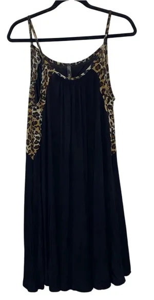 Voll Animal Print‎ Trimmed Black Baby Doll Dress thumbnail 1