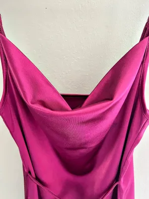 NWT ZAFUL Fuchsia Satin Cowl Neck Mini Dress Tie Waist Size 2 thumbnail 5