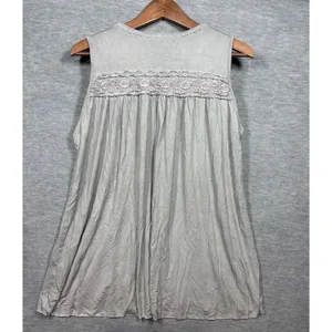 POL Clothing‎ Green Lace Strappy V-Neck Sleeveless Boho Flowy Tank Top L thumbnail 3