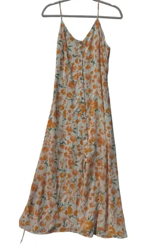 Sienna Sky Womens Orange Floral Button Front Midi Dress Size M 02CDR903 thumbnail 1
