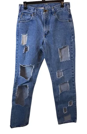 Carhartt Reworked Distressed‎ Jeans Women's 10 30x32 Grunge Patchwork Streetwear thumbnail 1