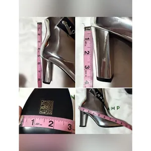 Longchamp Mirror Metallic Silver Logo Heeled Ankle Boot Designer 37 thumbnail 11