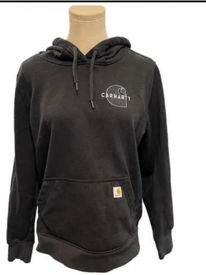 Carhartt Rain Defender Women’s Medium Black Logo Pullover Hoodie thumbnail 1
