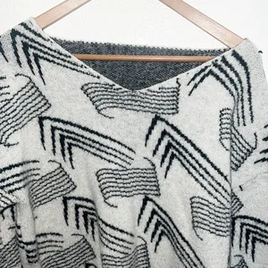 Shein Women’s Abstract Design Wide V Neck Sweater thumbnail 2