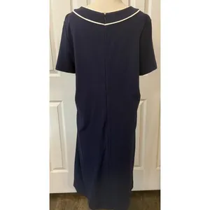 Lilly‎ Pulitzer Dress Sz XL Navy Blue Pink Buttons Shift Coastal Career *hemmed* thumbnail 2