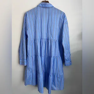 Tuckernuck Pomander Place Shades of Blue Stripe Tiered Cara Dress long sleeve S thumbnail 3
