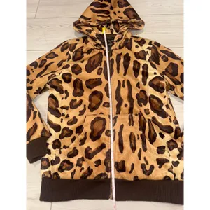 Dennis by Dennis Basso Leopard Faux Fur Zip Up Hoodie Jacket XS Animal Print thumbnail 4