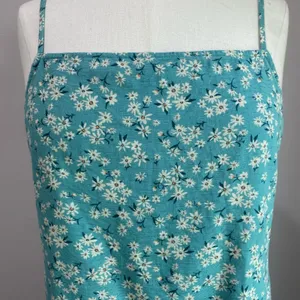 American Eagle Blue Floral Tie Back Mini Dress Size L Square‎ Neck Sundress thumbnail 4