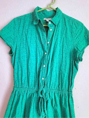 J. Crew Mercantile 100% Cotton Eyelet Collared Tie-Front Dress Size Med thumbnail 3