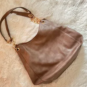 Source Unknown Women’s Faux Leather Shoulder Bag with Gold Chain – Brown Hobo Tote, Unbranded thumbnail 1