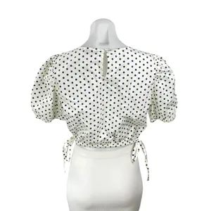 NEW Vineyard Vines Resort Stretch Polka Dot Puff Sleeve Crop Blouse Top Size S thumbnail 4
