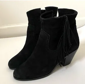 Sam Edelman Suede Leather Western Heeled Boots Black Size 10 thumbnail 3