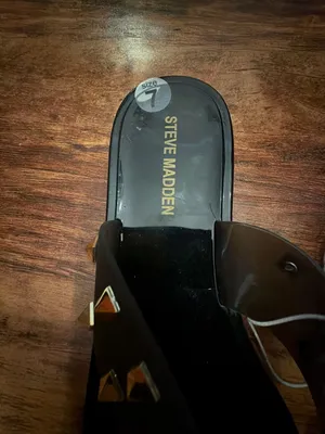 Steve Madden Tace Studded Jelly Slide Sandals Black Gold thumbnail 2