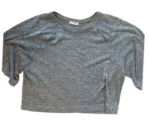 Zara gray crop top with double slit front‎ shoulders size medium thumbnail 1