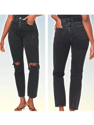 Abercrombie & Fitch 90s Straight Ultra High Rise Curve Love Distressed Jeans 29 thumbnail 2