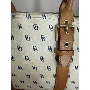 Vintage Dooney Bourke Signature Monogram Y2K 2000 White & Blue Satchel GUC thumbnail 10