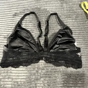 Victoria’s Secret Bralette black large velvet trim lace front Closure EUC thumbnail 4