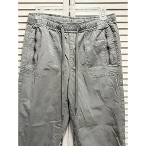 American Eagle Gray Elastic/Tie Waist Zip Pockets Elastic‎ Hem Pants Size Medium thumbnail 2