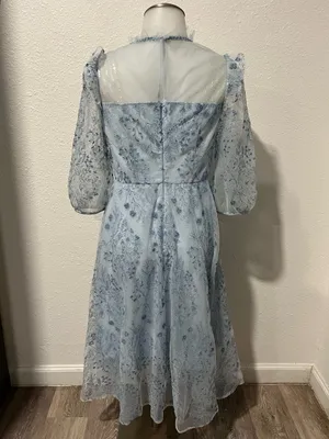 NWT Goelia Blue See-Through Mess Embroidered Dress Size 4 (Small) thumbnail 4
