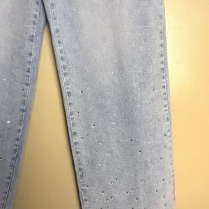 NWT Almost Famous 90s Jeans Juniors 11 Light Wash Sparkle Wide Leg Flare Baggy thumbnail 5