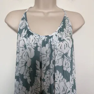 Mikoh Women Maxi Dress XS/S Green White‎ Tropical Hibiscus Halter Backless 1 thumbnail 2