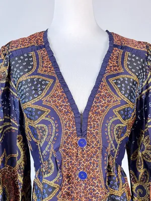 NWOT FARM Rio Floral Paisley Ruffles Mini Dress Glam Boho Long Sleeve Size XS thumbnail 8